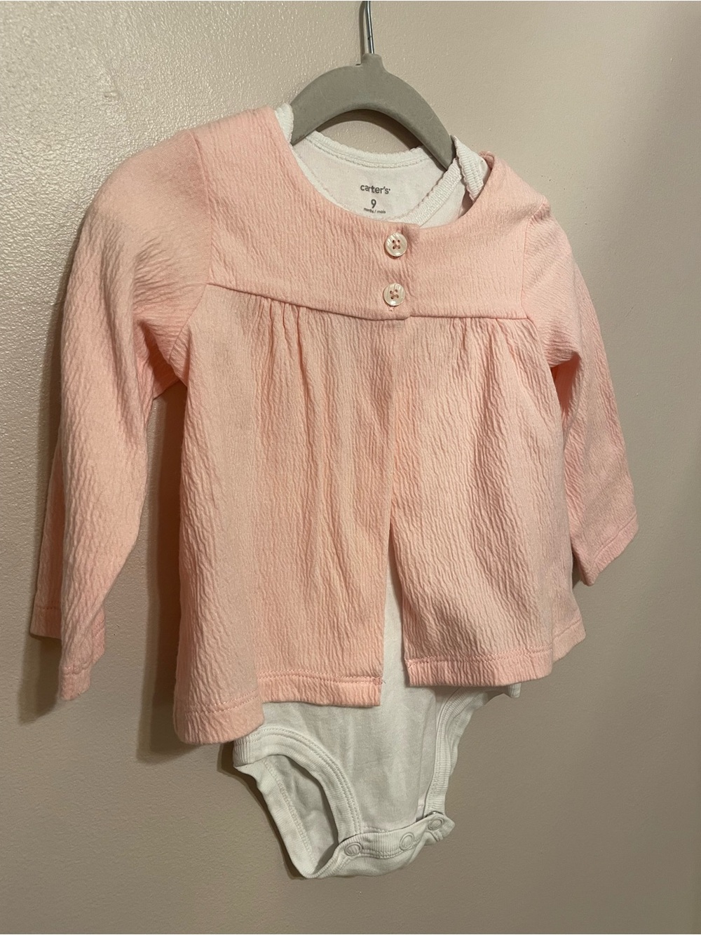 Carter's Light Pink Long-Sleeve Top with ‘World’s Most Adorable’ White Bodysuit
